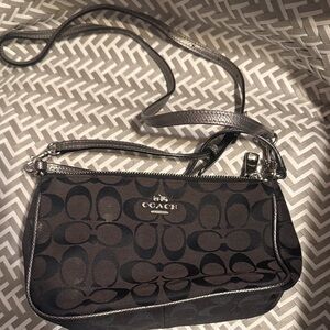 Coach Signature Black and Silver Crossbody Bag